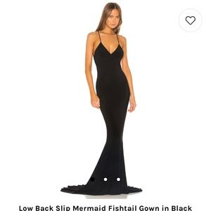 Low Back Slip Mermaid Fishtail Gown in Black
